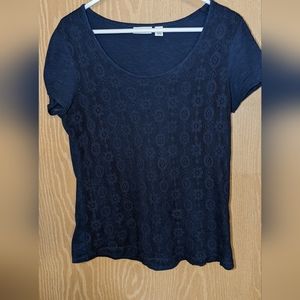 LL Bean Navy Blue Scoop Neck Shirt - Small,  but fits like a MEDIUM